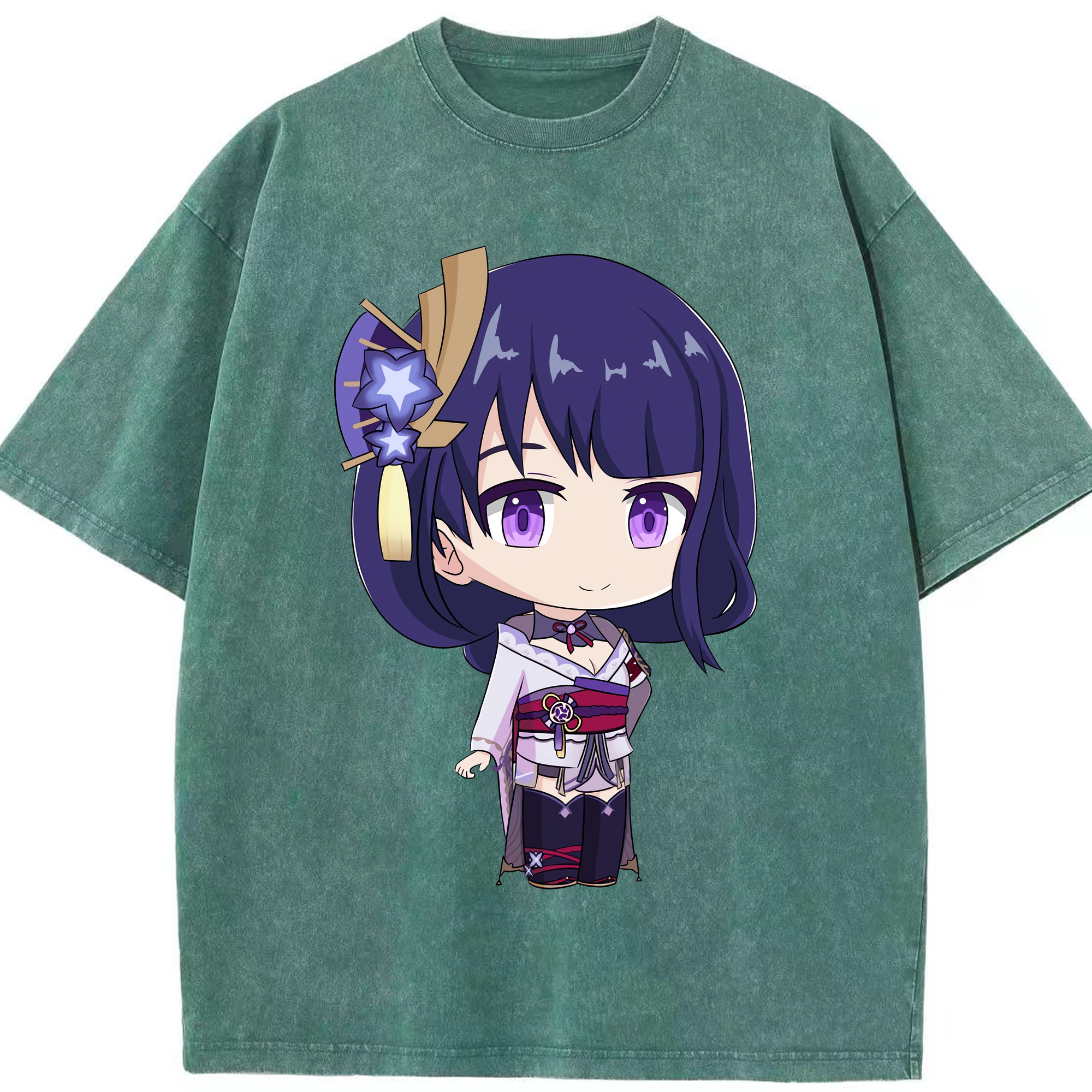 げんし神 雷電将軍 らいでんしょうぐん genshin Raiden Shogun 綿100% ヴィンテージ風 半袖Tシャツ（フロントプリント）
